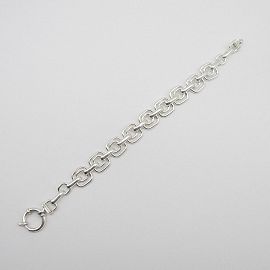 PULSERA CUADRADOS DOBLES 19CM 4003 /PLATA