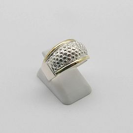ANILLO BOMBE TEXTURA APLIQUES /PLATA Y ORO