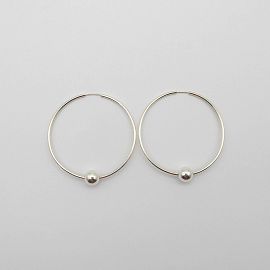 AROS ARGOLLA CON 1 BOLITA 45MM /PLATA