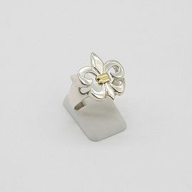 ANILLO FLOR DE LIZ /PLATA Y ORO