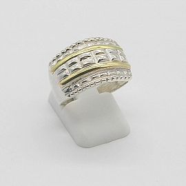 ANILLO ANCHO TRABAJADO /PLATA Y ORO