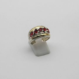 ANILLO PIEDRAS OBLICUAS /PLATA Y ORO