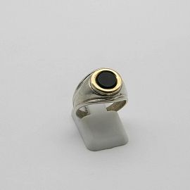 ANILLO CENTRO ONIX /PLATA Y ORO