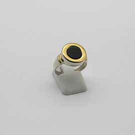 ANILLO CENTRO ONIX /PLATA Y ORO