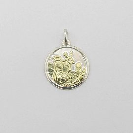 MEDALLA SANTA RITA 18MM /PLATA Y ORO