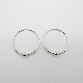 AROS ARGOLLA CAÑO GRUESO 45MM CON BOLITA Y APLIQUE /PLATA Y ORO