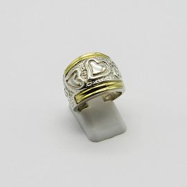 ANILLO CORAZONES /PLATA Y ORO
