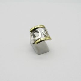 ANILLO ANCHO CALADO /PLATA Y ORO