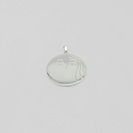 DIJE CARA MUJER 40MM /ACERO BLANCO