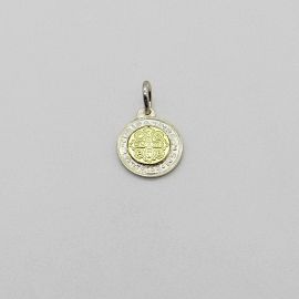 MEDALLA SAN BENITO 10MM /PLATA Y ORO