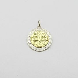 MEDALLA SAN BENITO 24MM /PLATA Y ORO