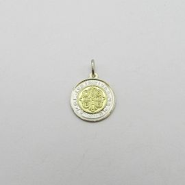 MEDALLA SAN BENITO 17MM  /PLATA Y ORO