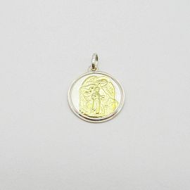 MEDALLA ANGEL DE LA GUARDA 18MM /PLATA Y ORO