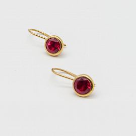 AROS COLGANTES PIEDRA 6MM /O.ROJO
