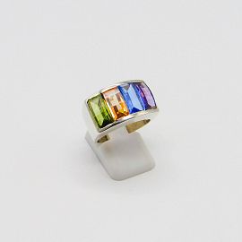 ANILLO 1/2 SINFIN BAGUETTES /PLATA
