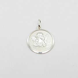 MEDALLA ANGEL RAFAEL 17MM PULIDO  /PLATA
