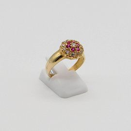 ANILLO FRUTILLA CUBICS COMBINADO 3226 / O.ROJO