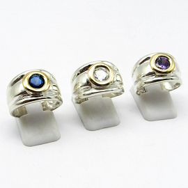 ANILLO ANCHO CUBIC VIROLA /PLATA Y ORO