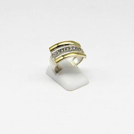 ANILLO 1/2 SINFIN OBLICUO CALADO /PLATA Y ORO