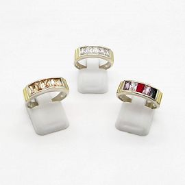 ANILLO 1/2 SINFIN  BAGUETTES /PLATA Y ORO