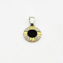 DIJE ONIX 15MM /PLATA Y ORO
