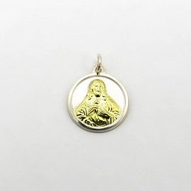 MEDALLA SAGRADO CORAZON 12MM /PLATA Y ORO