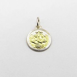 MEDALLA BAUTISMO 10MM/PLATA Y ORO