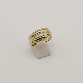ANILLO TRIPLE HILERA CUBICS /PLATA Y ORO