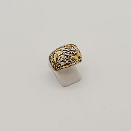 ANILLO FLORES CALADO /PLATA Y ORO