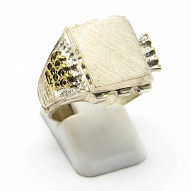 ANILLO SELLO CORONA 6512 /PLATA Y ORO