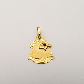 MEDALLA FILIGRANA PERA ESTRELLA PIEDRA /O.ROJO