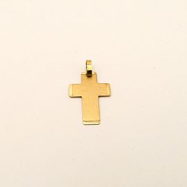 DIJE CRUZ PLANA COMBINADA 15x24MM /O.ROJO