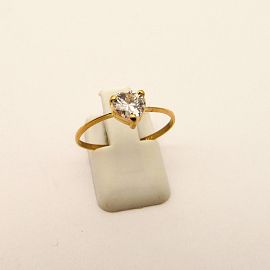 ANILLO SOLITARIO CUBIC CORAZON GRIFAS /O.ROJO