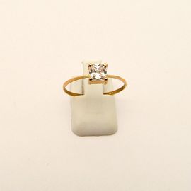 ANILLO SOLITARIO CUBIC CARRE GRIFAS /O.ROJO