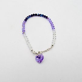 PULSERA CRISTAL CORAZON COLGANTE /PLATA