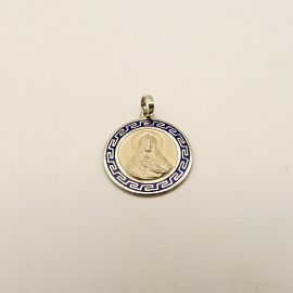 MEDALLA SAGRADO CORAZON GUARDA ESMALTADA 17MM /PLATA