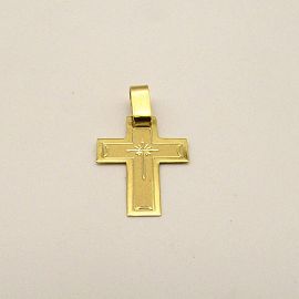 DIJE CRUZ PLANA FACETADA 12x17MM /O.AMARILLO
