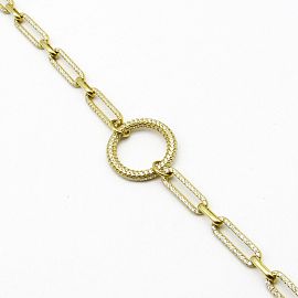 PULSERA OVALOS CENTRO CUBICS /PLATA DORADA