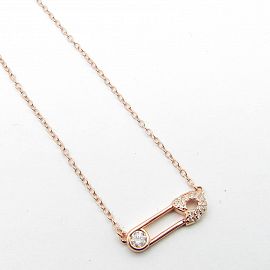 COLLAR ALFILER DE GANCHO CUBICS /PLATA ROSE