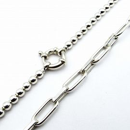 COLLAR BOLA OVALOS 6035B 50CM MARINERO /PLATA