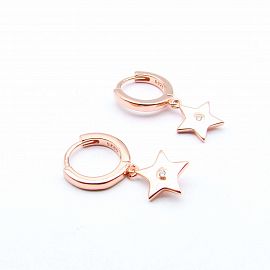 AROS ARGOLLA ESTRELLA CUBIC COLGANTE / PLATA ROSE