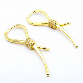 AROS ARGOLLA BISAGRA CUBICS COLGANTE /PLATA DORADA