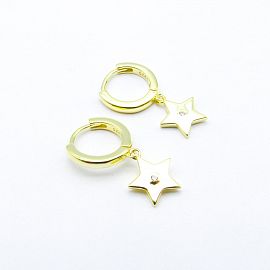 AROS ARGOLLA DIJE ESTRELLA CUBIC / PLATA DORADA