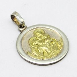 MEDALLA SAN CRISTOBAL 20MM VIROLA /PLATA Y ORO
