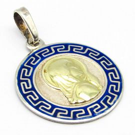 MEDALLA VIRGEN NIÑA GUARDA ESMALTE 20MM /PLATA Y ORO