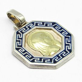 MEDALLA VIRGEN NIÑA OCTG GUARDA ESMALTE 20MM /PLATA Y ORO