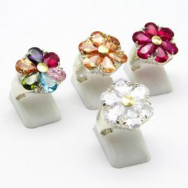 ANILLO FLOR CUBICS /PLATA Y ORO