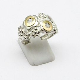 ANILLO FLORES CUBICS /PLATA Y ORO