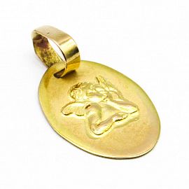 MEDALLA OVAL ANGEL RAFAEL 12x15MM PULIDA /O.AMARILLO