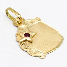 MEDALLA FILIGRANA ESTRELLA PIEDRA /O.ROJO